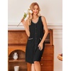 image:imageEkouaer Nightgowns for Women Button Down Sleep Shirts Tank Sleeveless Nightshirt Soft Sleepwear with PocketsBlack
