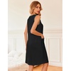image:imageEkouaer Nightgowns for Women Button Down Sleep Shirts Tank Sleeveless Nightshirt Soft Sleepwear with PocketsBlack