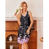 image:imageEkouaer Nightgowns for Women Button Down Sleep Shirts Tank Sleeveless Nightshirt Soft Sleepwear with PocketsBlack Sakura