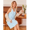 image:imageEkouaer Nightgowns for Women Button Down Sleep Shirts Tank Sleeveless Nightshirt Soft Sleepwear with PocketsBlue Flowers