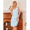 image:imageEkouaer Nightgowns for Women Button Down Sleep Shirts Tank Sleeveless Nightshirt Soft Sleepwear with PocketsBlue Flowers