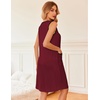 image:imageEkouaer Nightgowns for Women Button Down Sleep Shirts Tank Sleeveless Nightshirt Soft Sleepwear with PocketsBurgundy