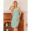 image:imageEkouaer Nightgowns for Women Button Down Sleep Shirts Tank Sleeveless Nightshirt Soft Sleepwear with PocketsGreen Floral