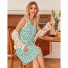 image:imageEkouaer Nightgowns for Women Button Down Sleep Shirts Tank Sleeveless Nightshirt Soft Sleepwear with PocketsGreen Floral