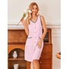 image:imageEkouaer Nightgowns for Women Button Down Sleep Shirts Tank Sleeveless Nightshirt Soft Sleepwear with PocketsLight Pink