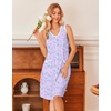 image:imageEkouaer Nightgowns for Women Button Down Sleep Shirts Tank Sleeveless Nightshirt Soft Sleepwear with PocketsPurple Daisy