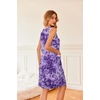 image:imageEkouaer Nightgowns for Women Button Down Sleep Shirts Tank Sleeveless Nightshirt Soft Sleepwear with PocketsPurple Flower