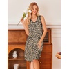 image:imageEkouaer Nightgowns for Women Button Down Sleep Shirts Tank Sleeveless Nightshirt Soft Sleepwear with PocketsYellow Leopard