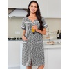 image:imageEkouaer Nightgowns for Women Cotton House Dress with Pockets Button Down Night Gown Short Sleeve Duster Housecoat S3XLBlack White Flowers