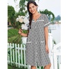 image:imageEkouaer Nightgowns for Women Cotton House Dress with Pockets Button Down Night Gown Short Sleeve Duster Housecoat S3XLBlack White Flowers
