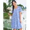 image:imageEkouaer Nightgowns for Women Cotton House Dress with Pockets Button Down Night Gown Short Sleeve Duster Housecoat S3XLBlue Birds