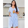 image:imageEkouaer Nightgowns for Women Cotton House Dress with Pockets Button Down Night Gown Short Sleeve Duster Housecoat S3XLBlue Flowers