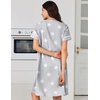 image:imageEkouaer Nightgowns for Women Cotton House Dress with Pockets Button Down Night Gown Short Sleeve Duster Housecoat S3XLGrey Stars