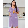image:imageEkouaer Nightgowns for Women Cotton House Dress with Pockets Button Down Night Gown Short Sleeve Duster Housecoat S3XLLight Purple