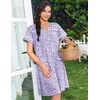 image:imageEkouaer Nightgowns for Women Cotton House Dress with Pockets Button Down Night Gown Short Sleeve Duster Housecoat S3XLPurple Dots