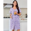 image:imageEkouaer Nightgowns for Women Cotton House Dress with Pockets Button Down Night Gown Short Sleeve Duster Housecoat S3XLPurple Dots