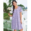 image:imageEkouaer Nightgowns for Women Cotton House Dress with Pockets Button Down Night Gown Short Sleeve Duster Housecoat S3XLPurple Dots