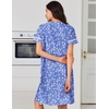 image:imageEkouaer Nightgowns for Women Cotton House Dress with Pockets Button Down Night Gown Short Sleeve Duster Housecoat S3XLWhite Green Flower