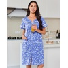 image:imageEkouaer Nightgowns for Women Cotton House Dress with Pockets Button Down Night Gown Short Sleeve Duster Housecoat S3XLWhite Green Flower