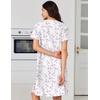 image:imageEkouaer Nightgowns for Women Cotton House Dress with Pockets Button Down Night Gown Short Sleeve Duster Housecoat S3XLWhite Purple Floral