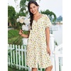 image:imageEkouaer Nightgowns for Women Cotton House Dress with Pockets Button Down Night Gown Short Sleeve Duster Housecoat S3XLYellow Green Leaf