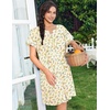 image:imageEkouaer Nightgowns for Women Cotton House Dress with Pockets Button Down Night Gown Short Sleeve Duster Housecoat S3XLYellow Green Leaf