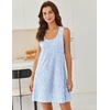 image:imageEkouaer Nightgowns for Women Cotton Night Gown Tank Sleeveless Sleepshirt Racerback Nightdress Chemise Sleepwear SXXXLBlue Flowers