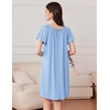 image:imageEkouaer Nightgowns for Women Pleated Sleep Shirts Short Sleeve Night Shirts Comfy Ladies SleepdressLight Blue