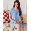 image:imageEkouaer Nightgowns for Women Pleated Sleep Shirts Short Sleeve Night Shirts Comfy Ladies SleepdressLight Blue