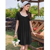 image:imageEkouaer Nightgowns for Women Pleated Sleep Shirts Short Sleeve Night Shirts Lace Trim Night Gown Ladies Sleep DressBlack