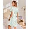 image:imageEkouaer Nightgowns for Women Pleated Sleep Shirts Short Sleeve Night Shirts Lace Trim Night Gown Ladies Sleep DressFloral Light Green