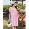 image:imageEkouaer Nightgowns for Women Pleated Sleep Shirts Short Sleeve Night Shirts Lace Trim Night Gown Ladies Sleep DressFloral Pink