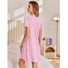 image:imageEkouaer Nightgowns for Women Pleated Sleep Shirts Short Sleeve Night Shirts Lace Trim Night Gown Ladies Sleep DressFloral Pink