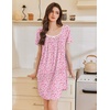 image:imageEkouaer Nightgowns for Women Pleated Sleep Shirts Short Sleeve Night Shirts Lace Trim Night Gown Ladies Sleep DressFloral Pink