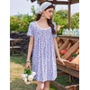 image:imageEkouaer Nightgowns for Women Pleated Sleep Shirts Short Sleeve Night Shirts Lace Trim Night Gown Ladies Sleep DressFloral Purple