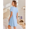 image:imageEkouaer Nightgowns for Women Pleated Sleep Shirts Short Sleeve Night Shirts Lace Trim Night Gown Ladies Sleep DressLight Blue
