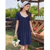 image:imageEkouaer Nightgowns for Women Pleated Sleep Shirts Short Sleeve Night Shirts Lace Trim Night Gown Ladies Sleep DressNavy Blue