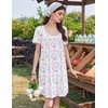 image:imageEkouaer Nightgowns for Women Pleated Sleep Shirts Short Sleeve Night Shirts Lace Trim Night Gown Ladies Sleep DressPurple Blossom