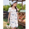 image:imageEkouaer Nightgowns for Women Pleated Sleep Shirts Short Sleeve Night Shirts Lace Trim Night Gown Ladies Sleep DressWhite Flower