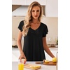 image:imageEkouaer Nightgowns for Women Short Sleeve Night Gown Comfy Sleep Shirt Soft Sleep Dress Pleated SleepwearAblack