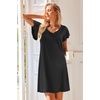 image:imageEkouaer Nightgowns for Women Short Sleeve Night Gown Comfy Sleep Shirt Soft Sleep Dress Pleated SleepwearAblack