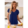 image:imageEkouaer Nightgowns for Women Short Sleeve Night Gown Comfy Sleep Shirt Soft Sleep Dress Pleated SleepwearAnavy Blue