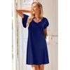 image:imageEkouaer Nightgowns for Women Short Sleeve Night Gown Comfy Sleep Shirt Soft Sleep Dress Pleated SleepwearAnavy Blue