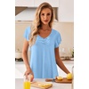 image:imageEkouaer Nightgowns for Women Short Sleeve Night Gown Comfy Sleep Shirt Soft Sleep Dress Pleated SleepwearBlue