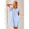 image:imageEkouaer Nightgowns for Women Short Sleeve Night Gown Comfy Sleep Shirt Soft Sleep Dress Pleated SleepwearBlue Floral