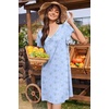 image:imageEkouaer Nightgowns for Women Short Sleeve Night Gown Comfy Sleep Shirt Soft Sleep Dress Pleated SleepwearBlue Floral