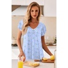 image:imageEkouaer Nightgowns for Women Short Sleeve Night Gown Comfy Sleep Shirt Soft Sleep Dress Pleated SleepwearBlue Floral