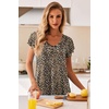 image:imageEkouaer Nightgowns for Women Short Sleeve Night Gown Comfy Sleep Shirt Soft Sleep Dress Pleated SleepwearBrown Leopard