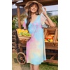 image:imageEkouaer Nightgowns for Women Short Sleeve Night Gown Comfy Sleep Shirt Soft Sleep Dress Pleated SleepwearColorful Tiedye