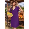 image:imageEkouaer Nightgowns for Women Short Sleeve Night Gown Comfy Sleep Shirt Soft Sleep Dress Pleated SleepwearDeep Purple